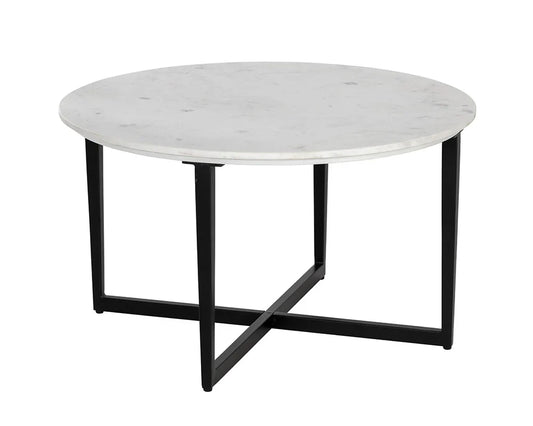 Modern Nayeli Coffee Table with Marble Top and Steel Base