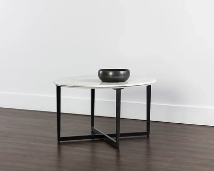 Modern Nayeli Coffee Table with Marble Top and Steel Base