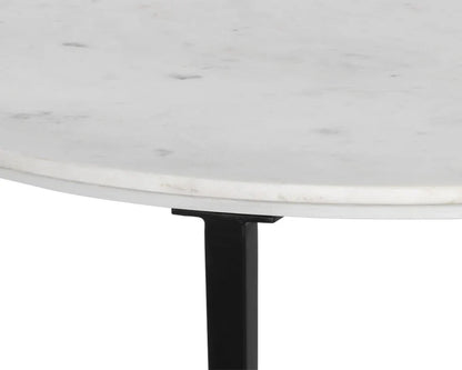 Modern Nayeli Coffee Table with Marble Top and Steel Base