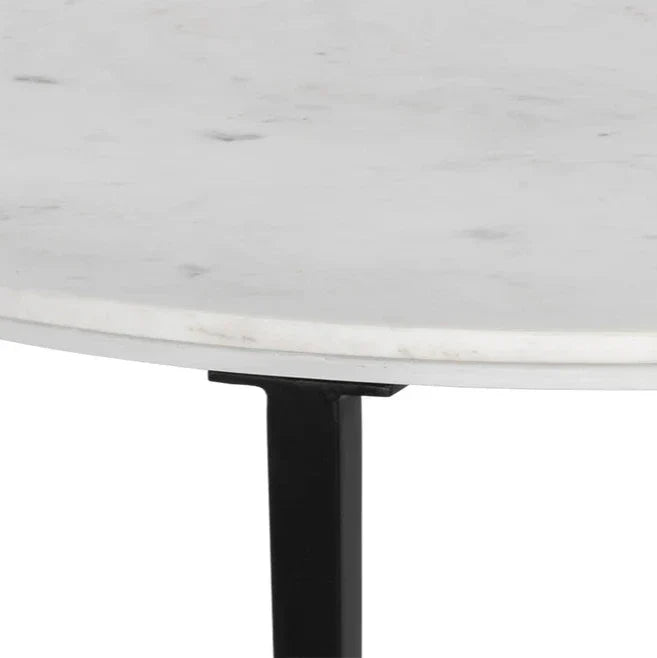 Modern Nayeli Coffee Table with Marble Top and Steel Base