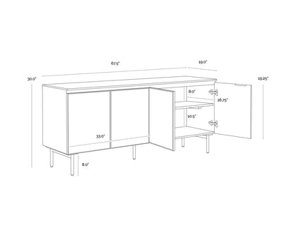 Mirabelli Sideboard With Brass Legs And Cord Management