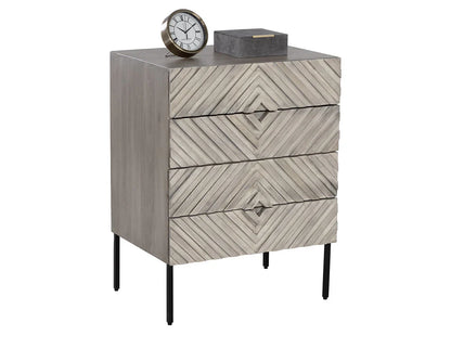 Noemi Nightstand With Chevron & Steel Base