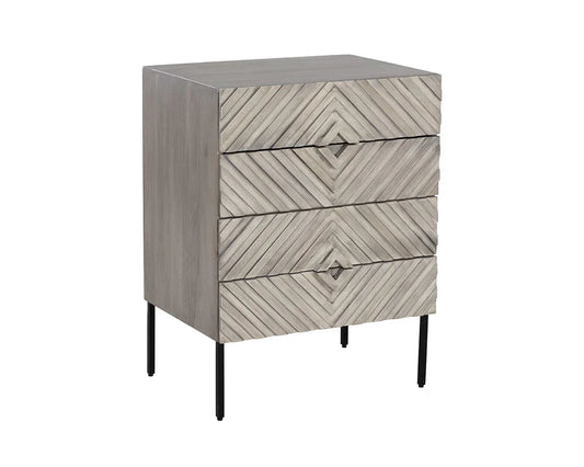 Noemi Nightstand With Chevron Pattern And Steel Base