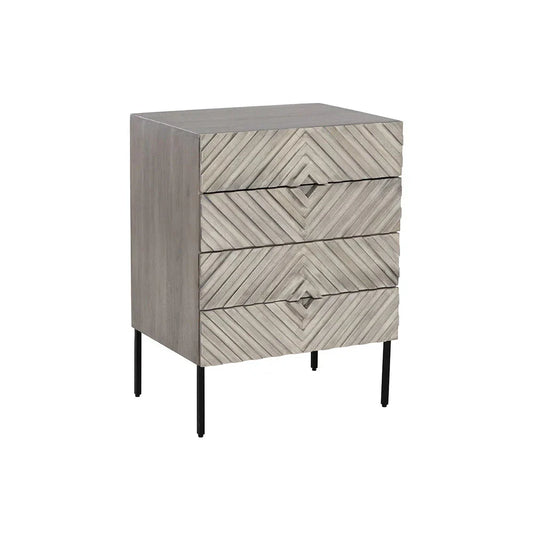 Noemi Nightstand With Chevron Pattern And Steel Base