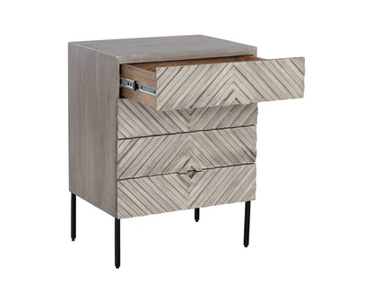 Noemi Nightstand With Chevron & Steel Base