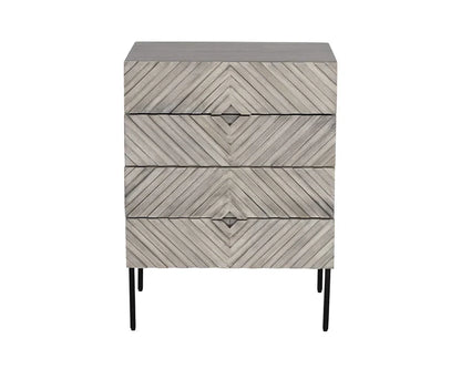 Noemi Nightstand With Chevron & Steel Base
