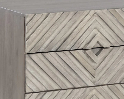 Noemi Nightstand With Chevron & Steel Base