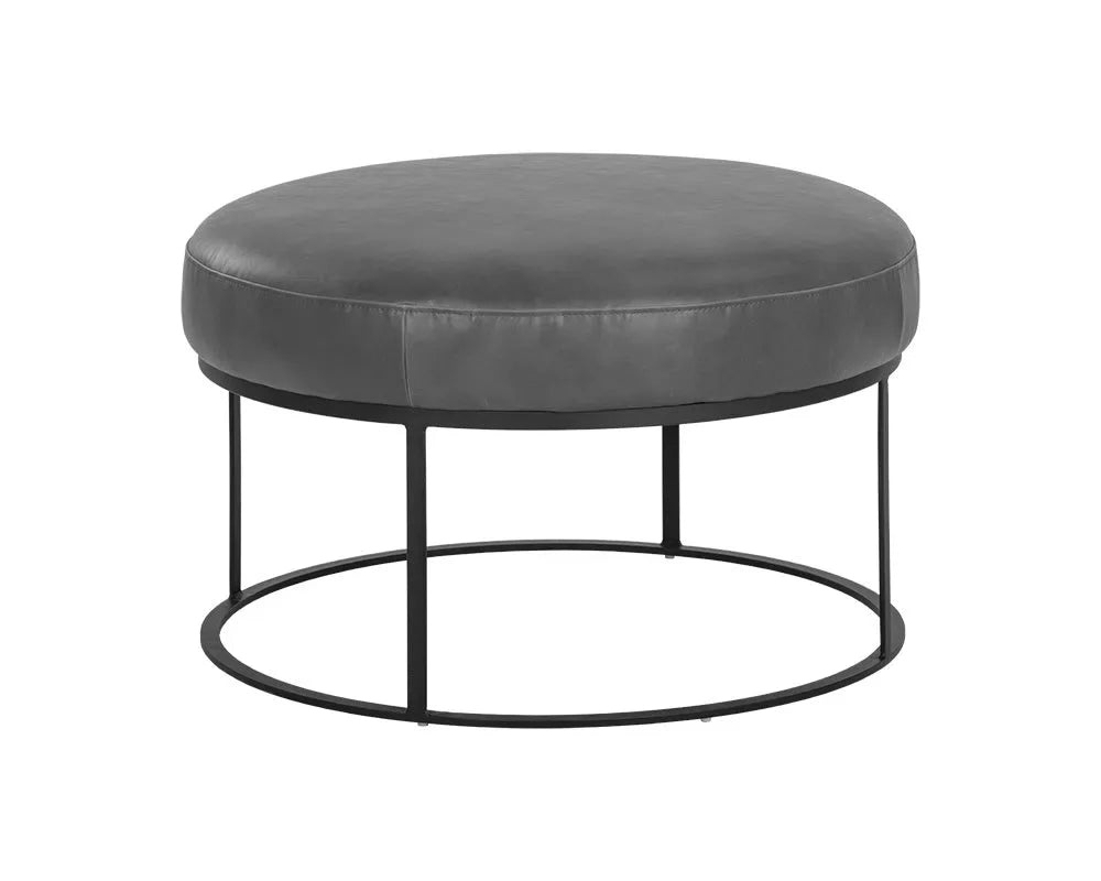 Elgin Leather Upholstered Modern Round Ottoman