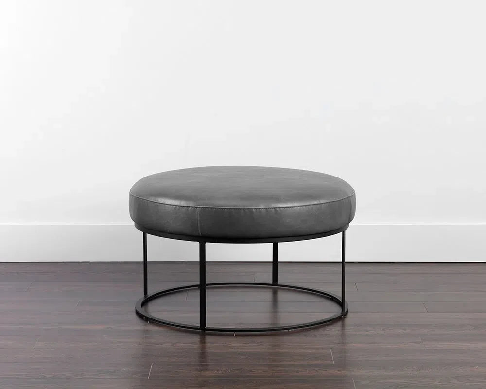 Elgin Leather Upholstered Modern Round Ottoman