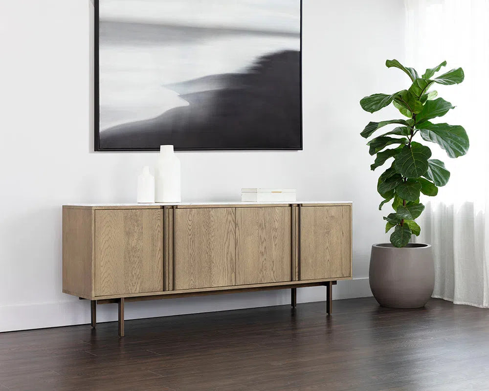 SUNPAN Briar Wooden Marble Top Sideboard