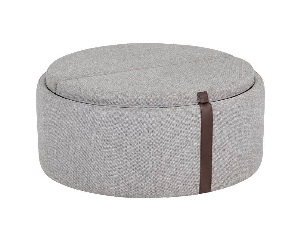 Borelli Leather Upholstered Round Storage Ottoman