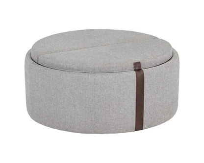 Borelli Leather Upholstered Round Storage Ottoman