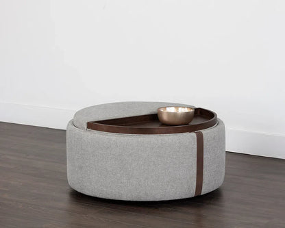 Borelli Leather Upholstered Round Storage Ottoman