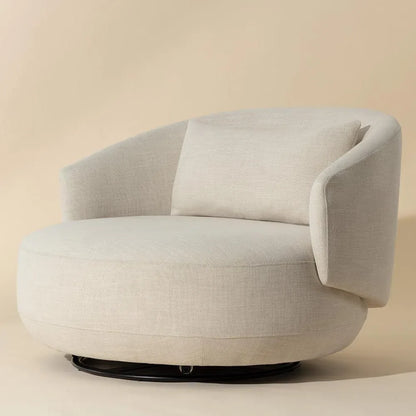 Walsh Swivel Lounge Chair - Effie Linen with Steel Base