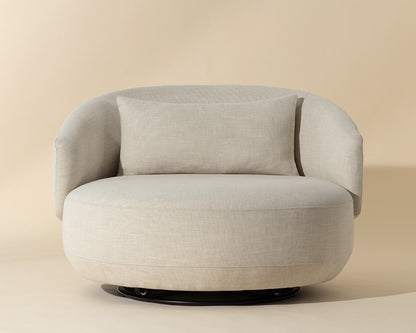 Walsh Swivel Lounge Chair - Effie Linen with Steel Base