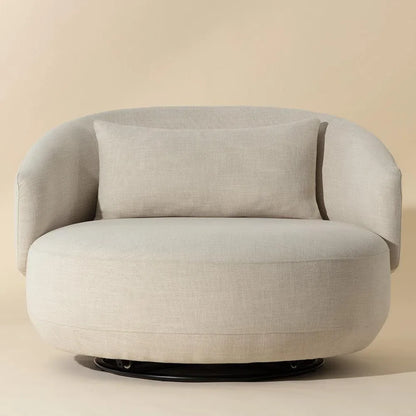 Walsh Swivel Lounge Chair - Effie Linen with Steel Base