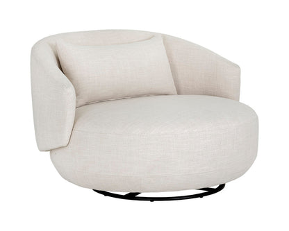 Walsh Swivel Lounge Chair - Effie Linen with Steel Base