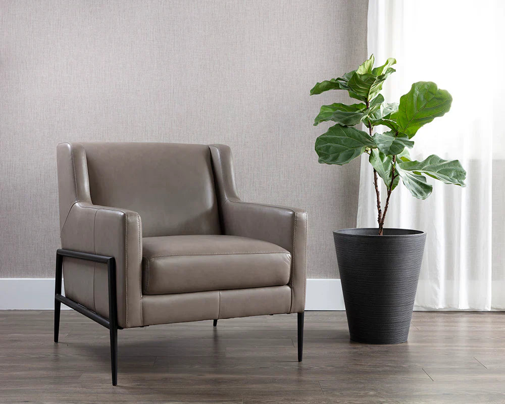 SUNPAN Talula Alpine Grey Leather Lounge Chair