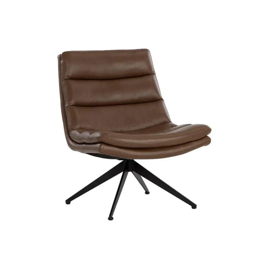 Keller Leather Upholstered Swivel Lounge Chair