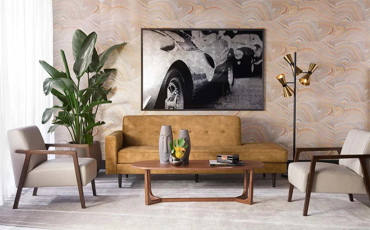 SUNPAN Neymar Lounge Chair Light Grey Leather Wood