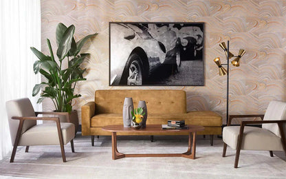 SUNPAN Neymar Lounge Chair Light Grey Leather Wood
