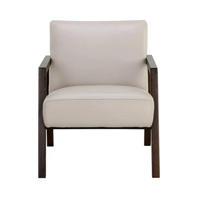 SUNPAN Neymar Lounge Chair Light Grey Leather Wood