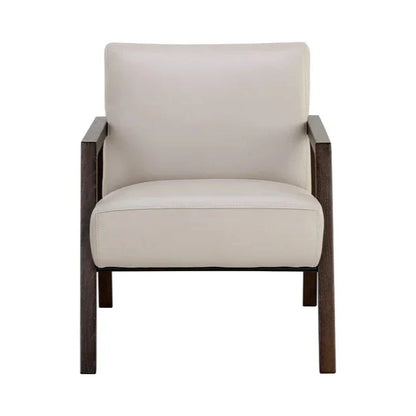 SUNPAN Neymar Lounge Chair Light Grey Leather Wood