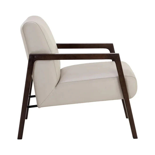 SUNPAN Neymar Lounge Chair Light Grey Leather Wood