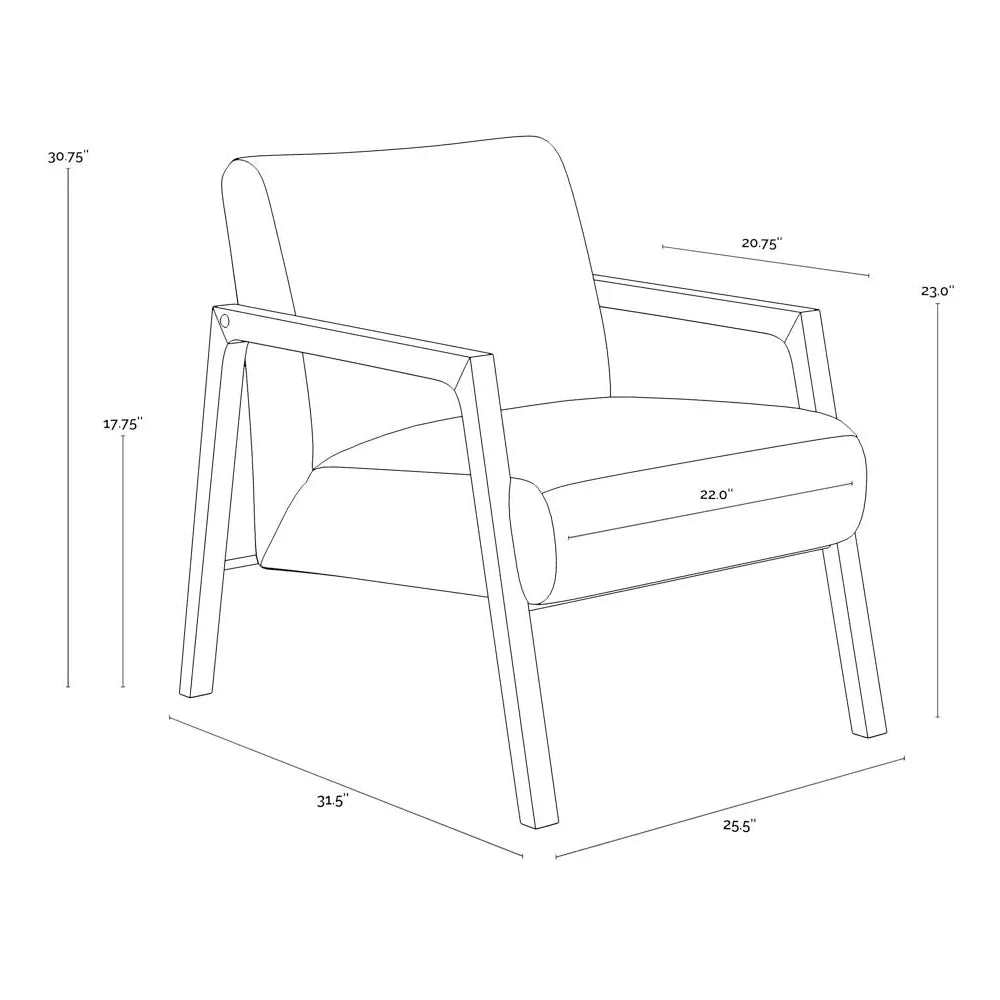 SUNPAN Neymar Lounge Chair Light Grey Leather Wood