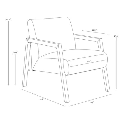 SUNPAN Neymar Lounge Chair Light Grey Leather Wood