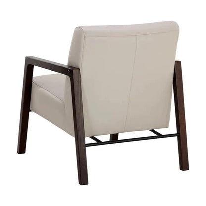 SUNPAN Neymar Lounge Chair Light Grey Leather Wood