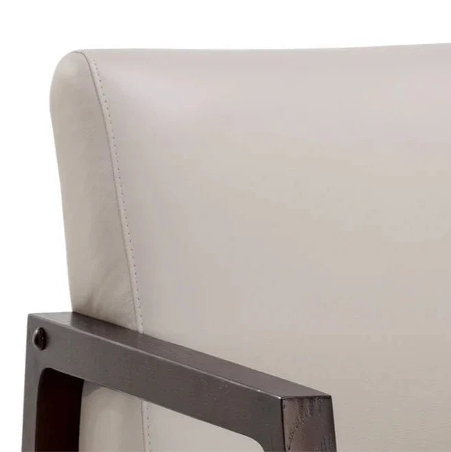 SUNPAN Neymar Lounge Chair Light Grey Leather Wood