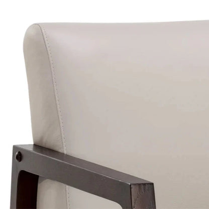 SUNPAN Neymar Lounge Chair Light Grey Leather Wood