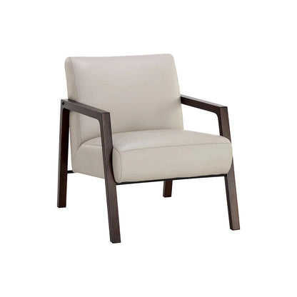 SUNPAN Neymar Lounge Chair Light Grey Leather Wood