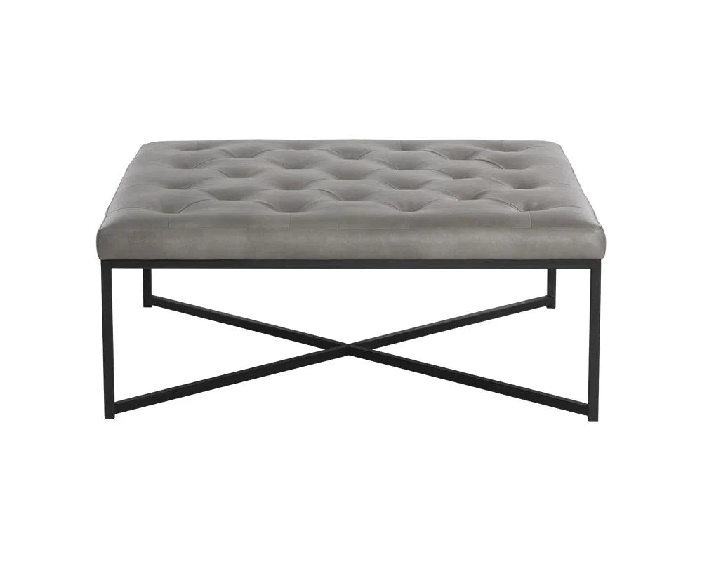 Endall Leather Upholstered Square Ottoman