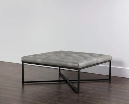 Endall Leather Upholstered Square Ottoman