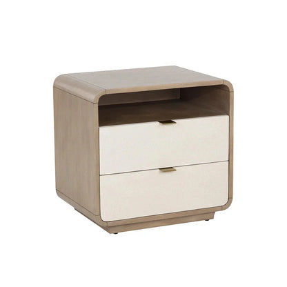 Kayden Nightstand Oyster Shagreen With Brass Handles