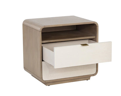 SUNPAN Kayden Nightstand Oyster Shagreen Brass Handles