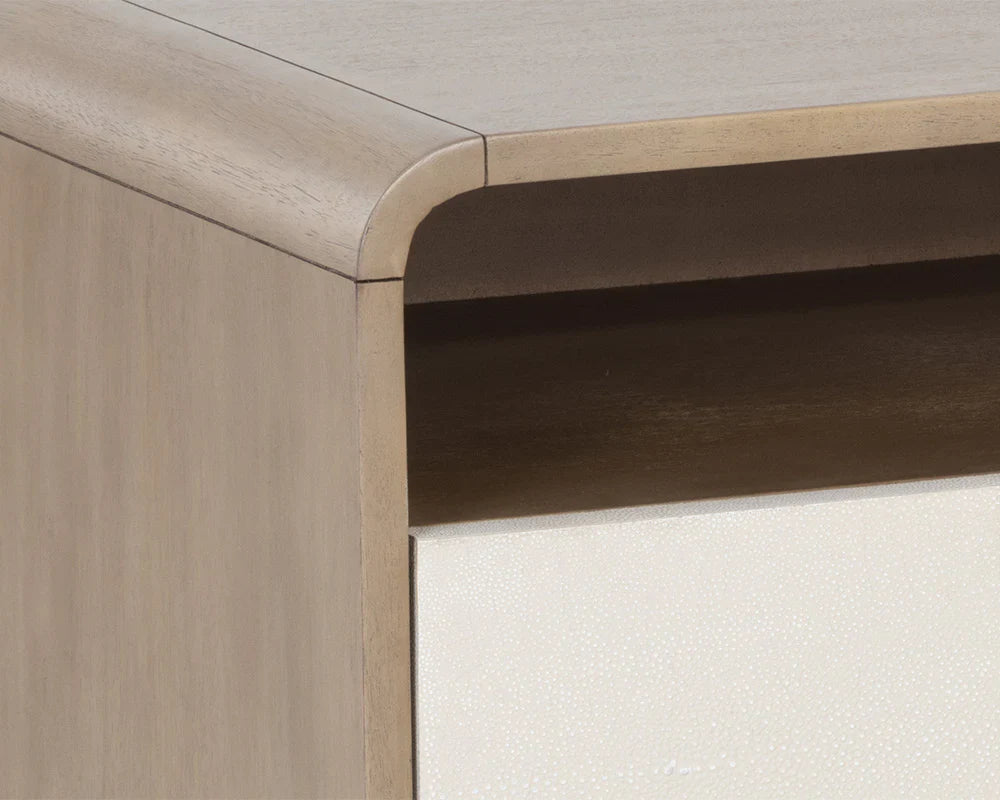 SUNPAN Kayden Nightstand Oyster Shagreen Brass Handles