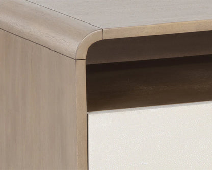 SUNPAN Kayden Nightstand Oyster Shagreen Brass Handles