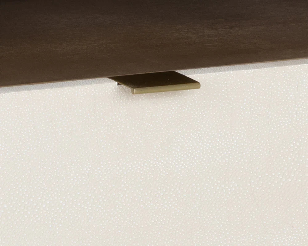 SUNPAN Kayden Nightstand Oyster Shagreen Brass Handles