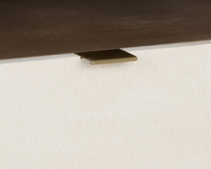 SUNPAN Kayden Nightstand Oyster Shagreen Brass Handles