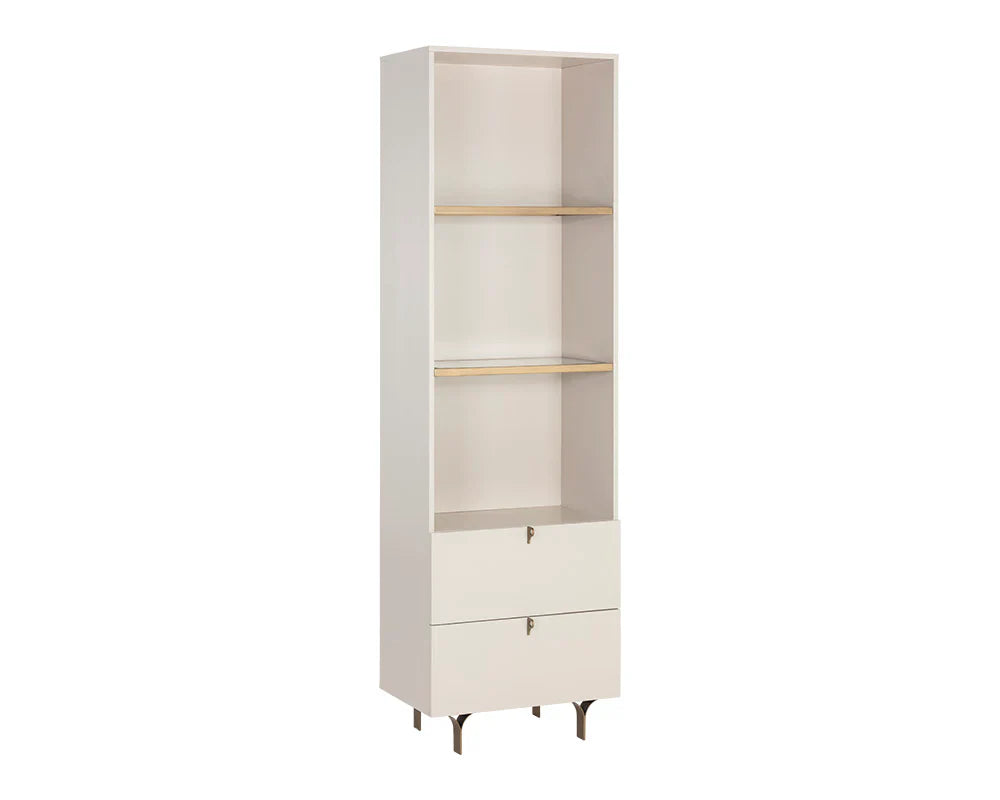 Celine Bookcase Cream With Antique Brass Accents