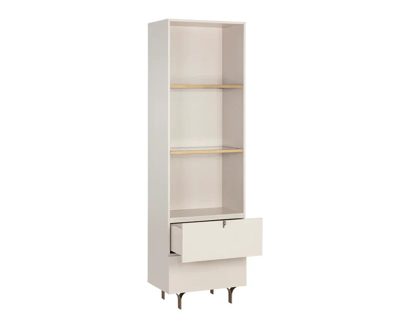 Celine Bookcase Cream With Antique Brass Accents