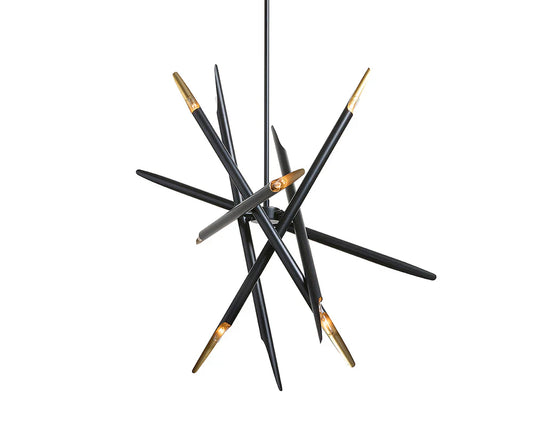 Elegant Mid-Century SERWIN Chandelier in Black and Gold