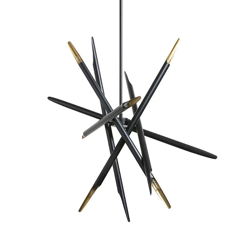 Elegant Mid-Century SERWIN Chandelier in Black and Gold