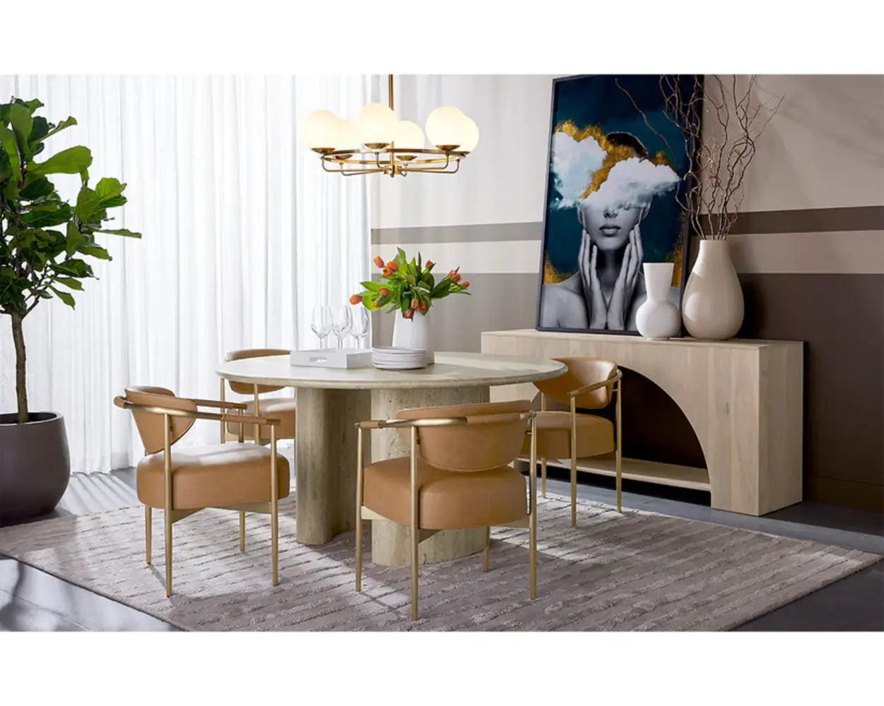 SUNPAN Eliora Iron Framed Glass Chandelier