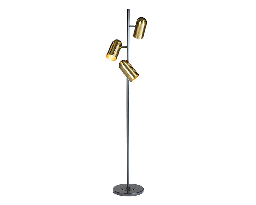 Tarlo Floor Lamp Black Marble Base Brass Finish