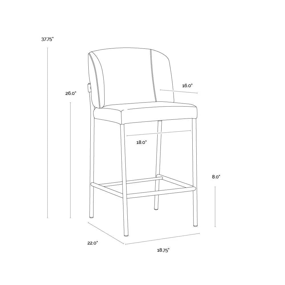 SUNPAN Pearce Counter Stool Light Grey Bravo Cognac 2PC