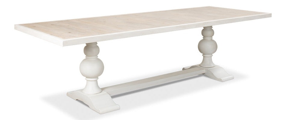 108 White Rectangular Trestle Dining Table for 8 People-Dining Tables-Sarreid-LOOMLAN